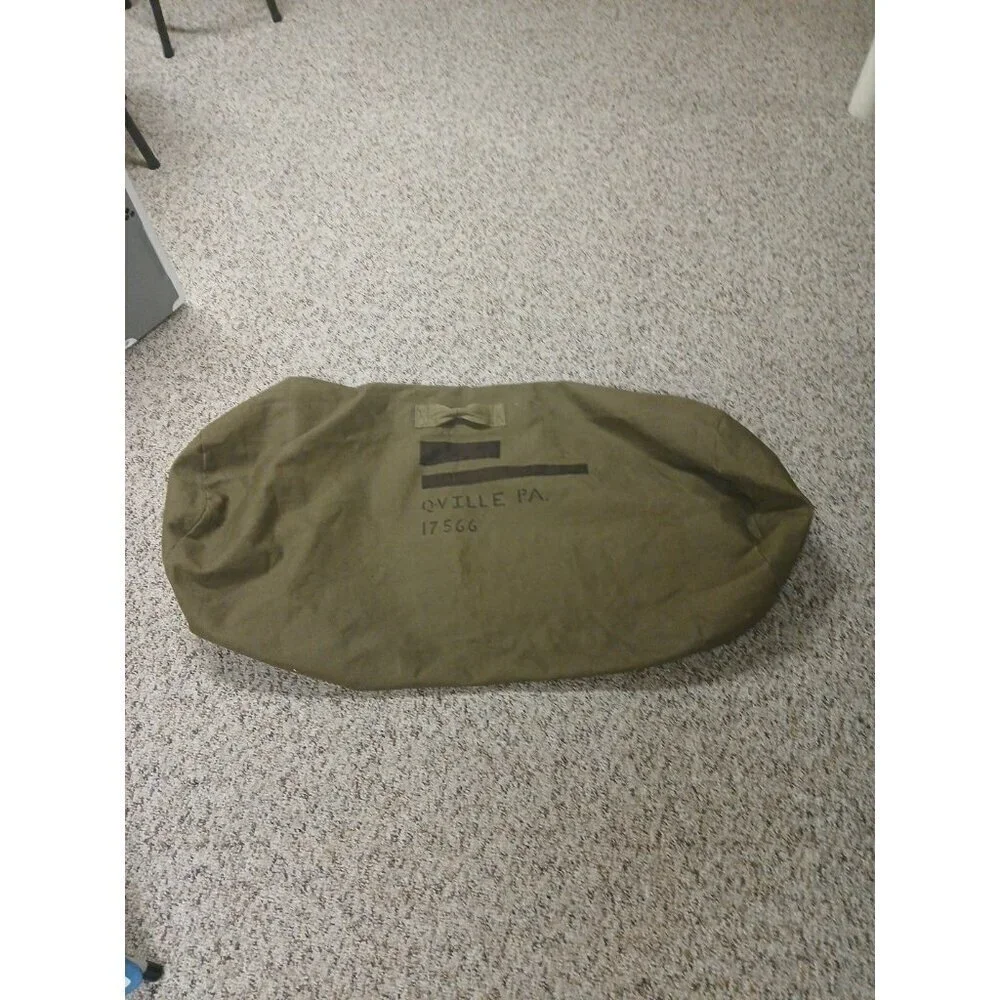 Vintage US Military  Canvas Duffle Duffel‎ Bag Olive Green!!!